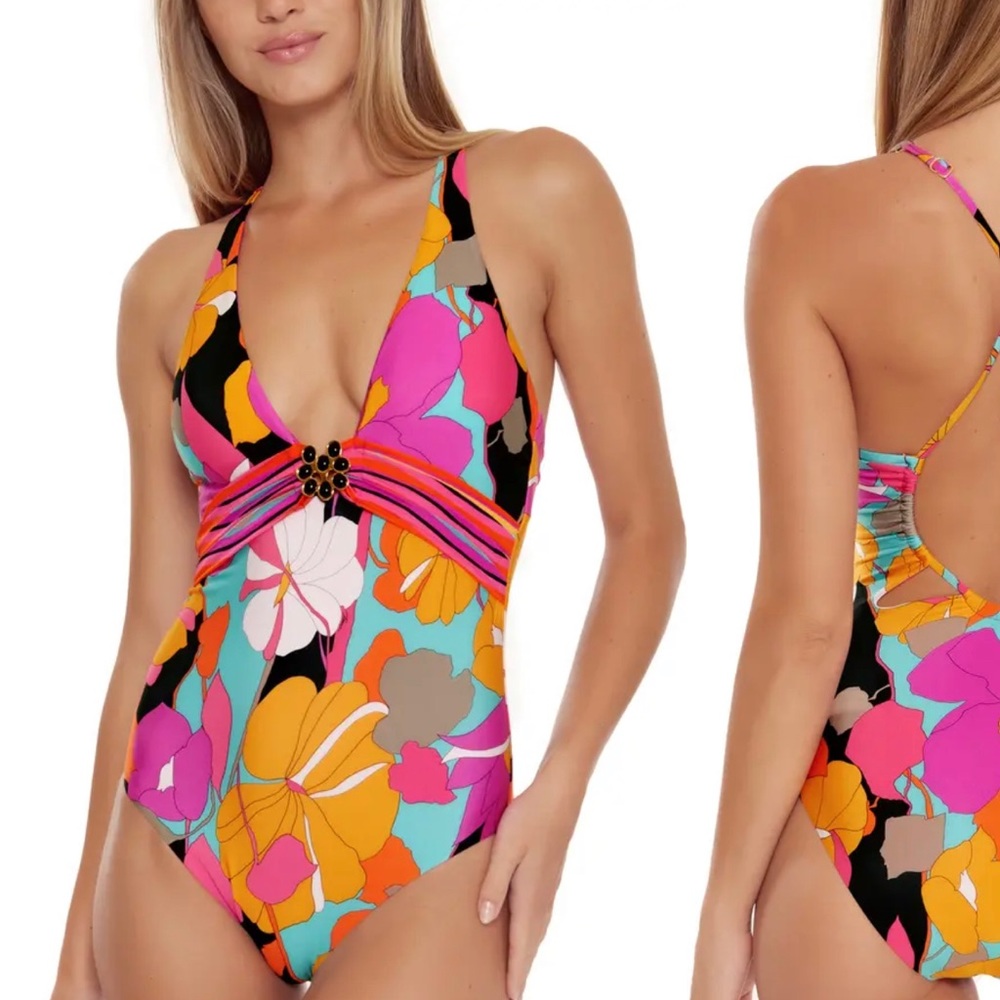 NWT Trina Turk Gemini Plunge Maillot size 12